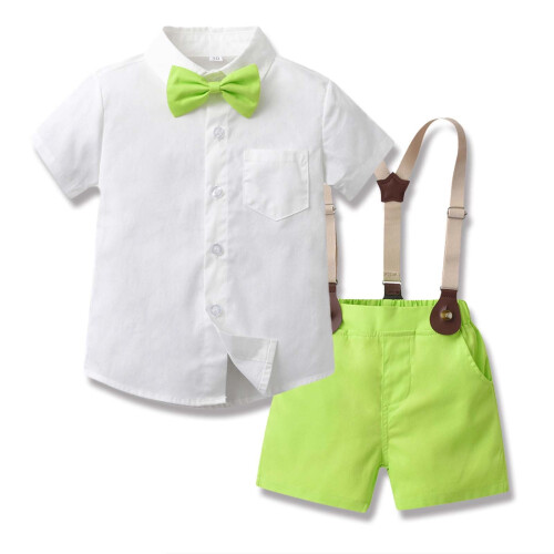 Ensemble garçon composé d'un haut fleuri à manches courtes et d'un short à bretelles, taille 2