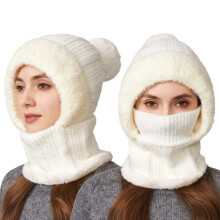 Women's Bomber Hats Womens Mens Autumn Winter Scarf Hat Polyester Cotton Knit Hat,White Women's Accessories Bomber Hats