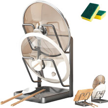 Soporte para tapas de ollas de cocina con bandeja de goteo extraíble