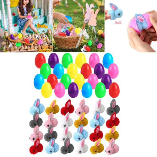 Easter Eggs with Plush Bunny Toys 24-Pack 1