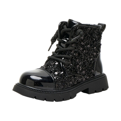 Children's Boots, Single Boots, British Sequin Strap, Side Zipper Short Boots 1