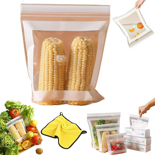 Sacs à provisions réutilisables de qualité alimentaire, double fermeture transparente