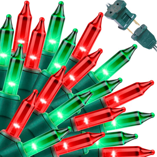 Christmas String Lights Red Green 200-Light 39.2ft