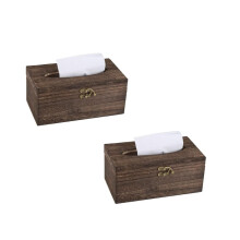 Couvercle de boîte à mouchoirs en bois rectangulaire (2 pièces)