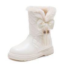 Girls' Winter Snow Boots Thick Sole Solid Color Bow Design
