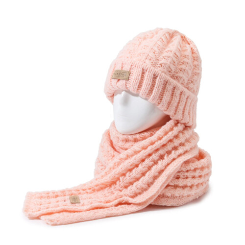 Strickmütze und Schal-Set Unisex Unifarben 2-teilig 2