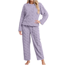 Completo pigiama da donna foderato in pile, viola, taglia L