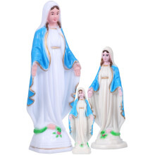 Virgin Mary Statue Blue Resin Decoration Set 3 Pieces 4-5