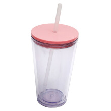 Gobelet en acrylique avec paille et couvercle, 473 ml (16 oz).