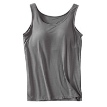 Women's Camisole Top with Built-in Padded Bra Dark Gray