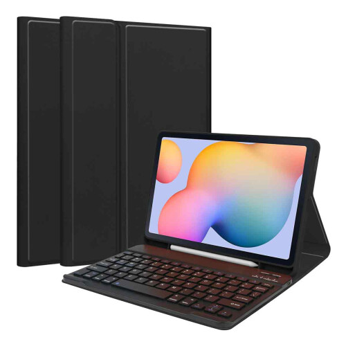 Capa com teclado para Samsung Galaxy Tab S6 Lite de 10,4 polegadas, teclado Bluetooth sem fio destacável com função de ativação/desativação