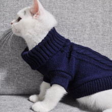 Warm Knitted Dog Sweater, Stretchable Pet Coat for Small/Medium/Large Dogs & Cats – Solid Navy, Compatible with All Breeds