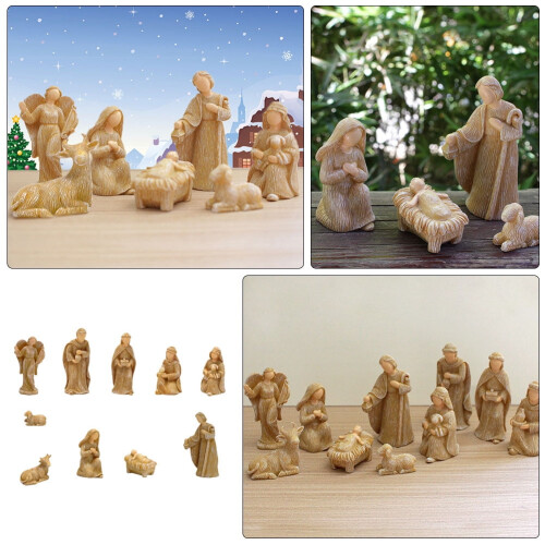 Kerststal met harsbeeldjes, 10 stuks 2