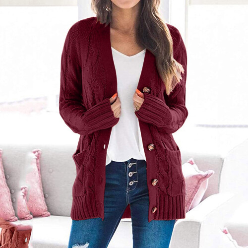 Women's Black Cardigan Sweater Oversized Crewneck Long 1