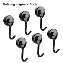 Adjustable Rotatable Punch Free Reusable Removable Kitchen Hardware Hooks, NdFeB Black