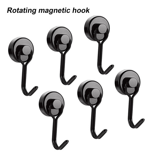 Adjustable Rotatable Punch Free Reusable Removable Kitchen Hardware Hooks, NdFeB Black