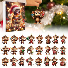 Calendrier de l'Avent Singe Pendentif Compte à Rebours de Noël 24 Jours - Ornement