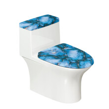 Housse de siège de toilette souple à bord élastique, motif marbre bleu veiné d'or