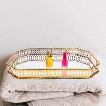 Plateau de rangement pour bijoux et parfums avec surface miroir (1 pièce)