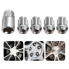 Silver Wheel Lock Lug Nuts Anti-Theft 4 pcs with Sleeve