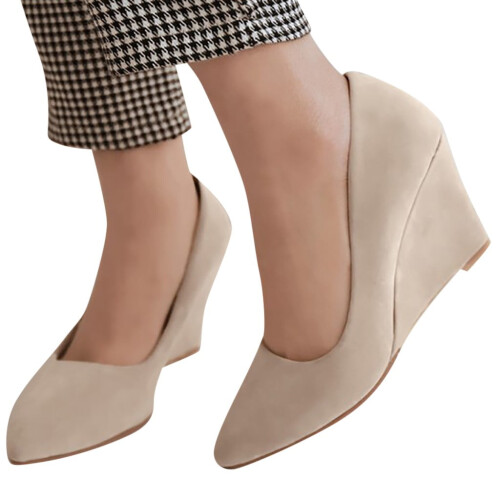 Beige pumps med hæl til damer, størrelse 5,5 1