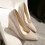 Beige pumps med hæl til damer, størrelse 5,5 6