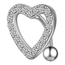 Heart Belly Button Ring Surgical Steel 14G