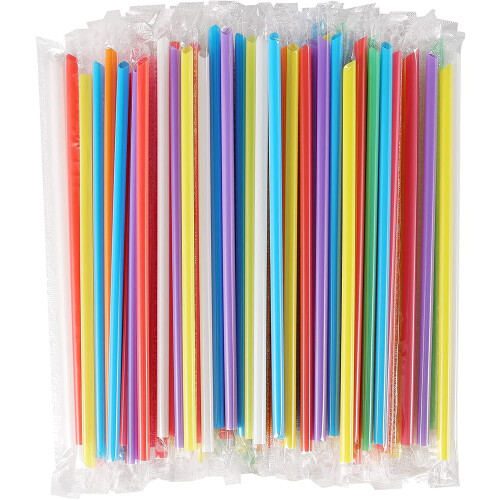Canudos de plástico descartáveis coloridos, 7,5 polegadas x 0,23 polegadas, 400 unidades