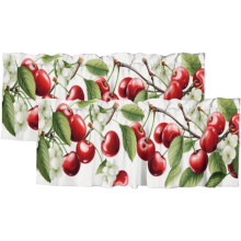 Cherry Cartoon Curtain Valance 54x18 in 2 Panel Rod Pocket