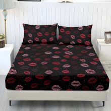 Lips Printed Queen Sheet Set 3pcs Cooling Polyester-Spandex