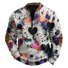 Sweat à capuche noir à imprimé cœur rétro pour homme, taille M