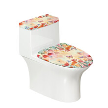 Ensemble de housse de siège de toilette papillon rose en polyester rond