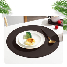 Set van 6 ronde placemats en onderzetters van imitatieleer