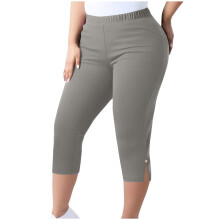 Naisten harmaat capris-stretchjoogahousut, pieni, plus-koko 5XL