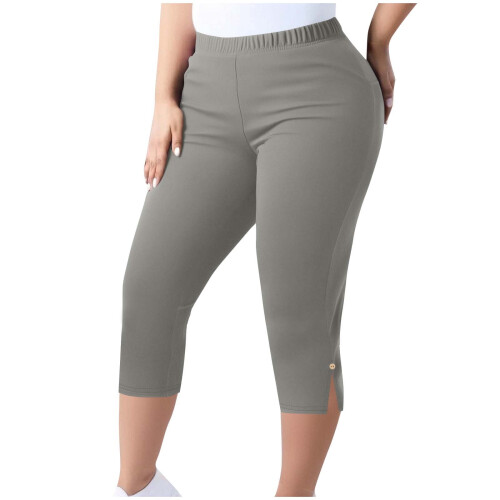 Γυναικείο γκρι παντελόνι γιόγκα Capris Stretch Petite Plus μέγεθος 5XL