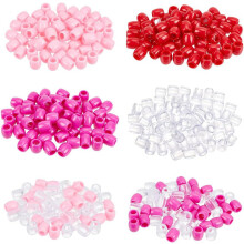 360pcs 6-Color Large-Hole Pony Beads (12x11mm, 6.2mm Hole) for Hair Braiding, Friendship Bracelets & Jewelry Making DIY