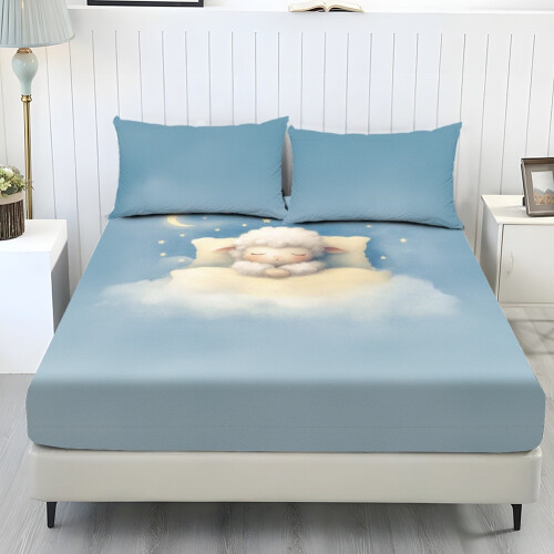 Ensemble de draps pour lit simple en polyester doux et rafraîchissant, 3 pièces