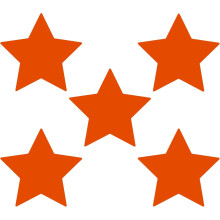 Durable Gloss Finish Orange 8.5 Inch Star Decal Stickers, for Floors, Ceilings, Walls, Laptops, and Smooth Surfaces, (Pack of 5 Stars)