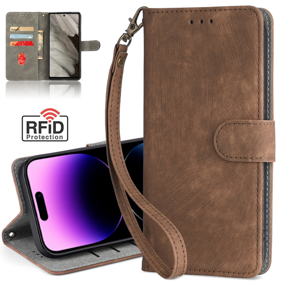 Rfid Blocking Wallet Case For Iphone 15 Pu Leather Brown 9422877609536