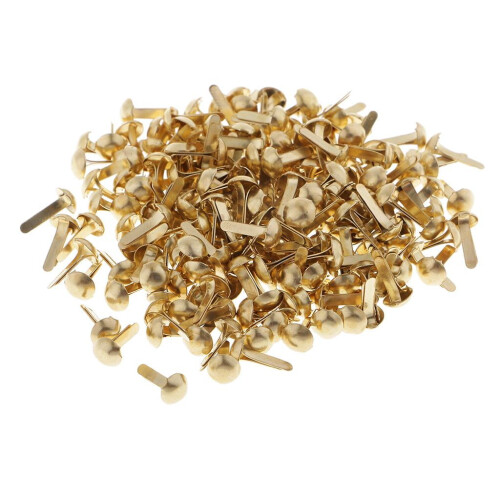 Metal Bunt Brads Pattern Clips 100 Pack 5.5x11mm Golden