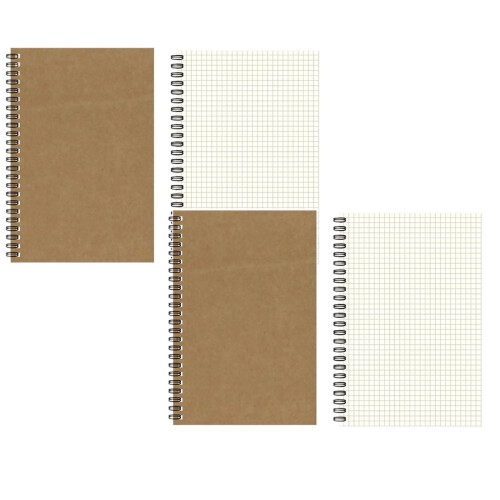 A5Grid Notesbog Brunt Omslag 100 Sider Tykt Papir