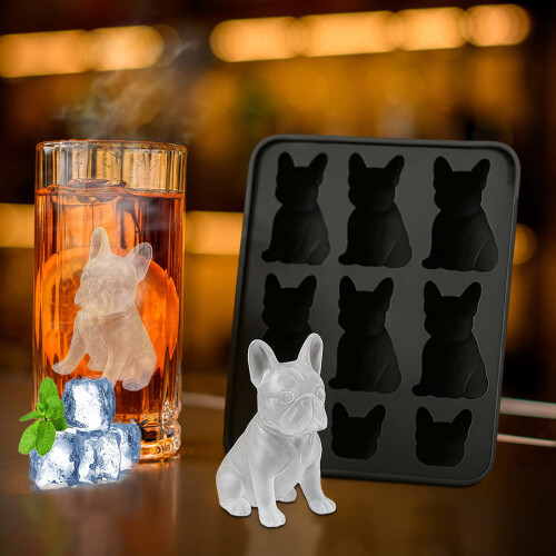 Fransk Bulldogg Isform 3D Silikonform 9 Hål 2