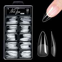 Fake Nail Tips Clear Acrylic Press-On 10 Sizes