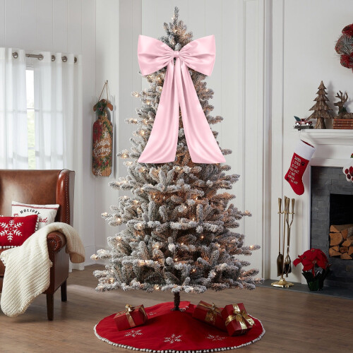 Pink Christmas Tree Bow Ornament16x43in with Wire Support