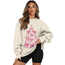 Oversized Damen-Sweatshirt mit Weihnachtsschleife und Baummotiv, lang