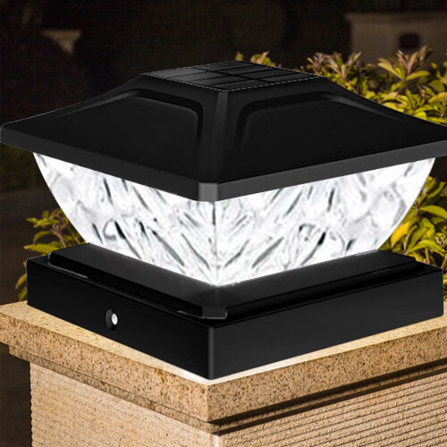 Solcellelamper til stolpekapper til 4x4x6 tommer vinylstolper
