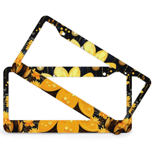 Hive and Bee License Plate Frame Metal 2-Pack 1