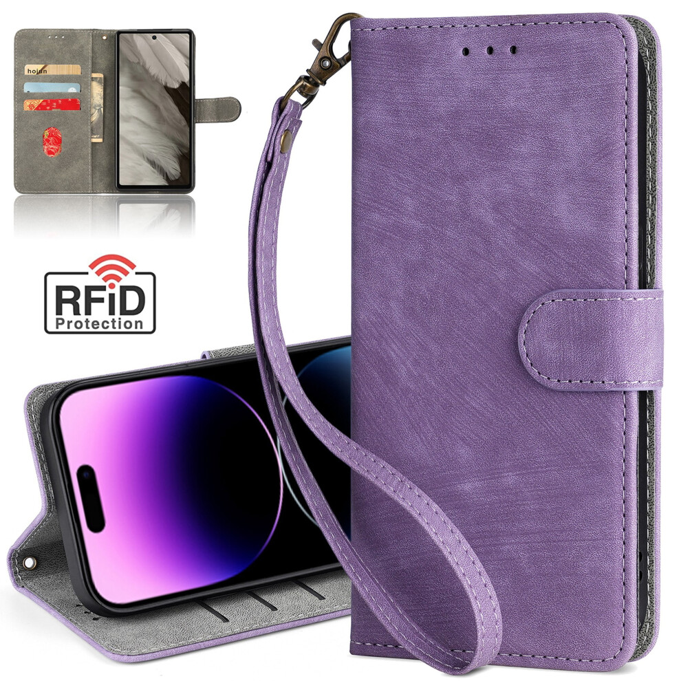 Rfid Blocking Wallet Case For Iphone 15 Pu Leather Purple 9422877617746
