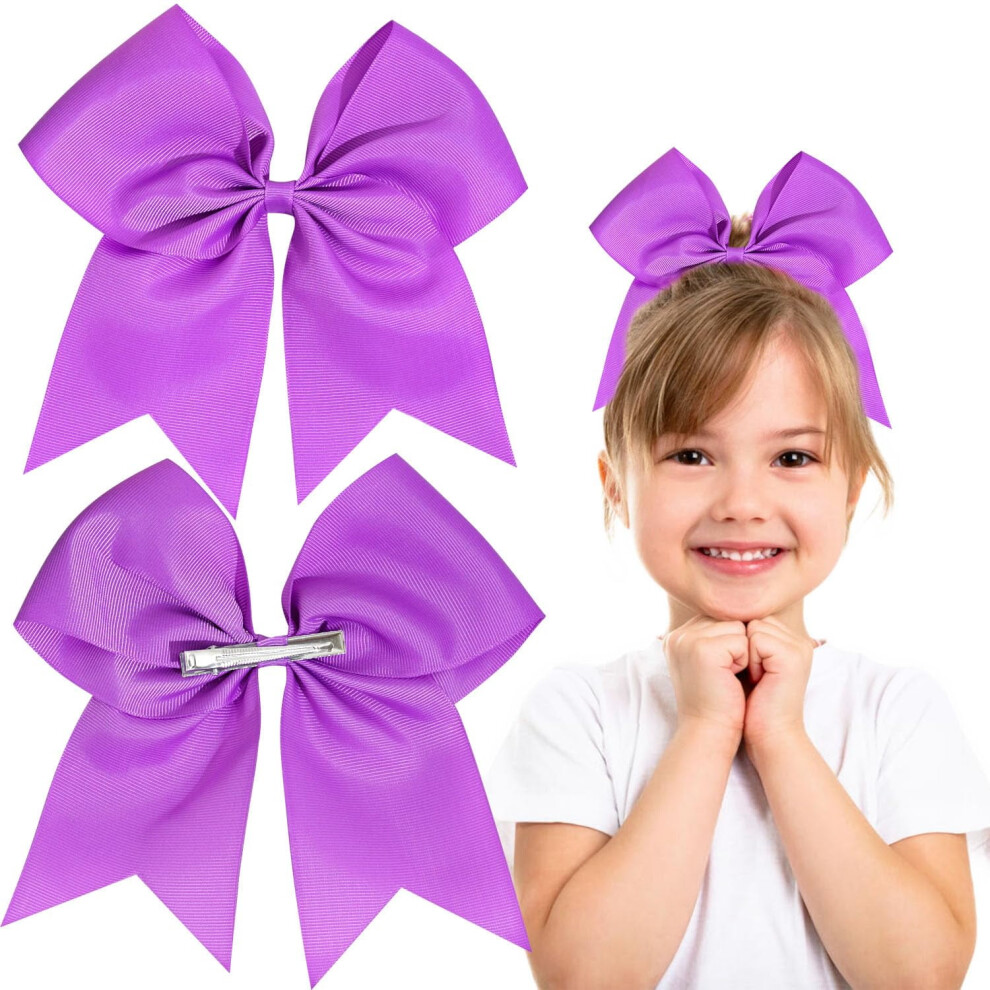 Cheer Hair Bow Alligator Clips White 8 inch 2 pcs