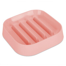 Anti‑Skid Slow‑Feeder Pet Bowl – Food‑Grade Plastic, Square Design, Pink, Keeps Dogs & Cats Healthy